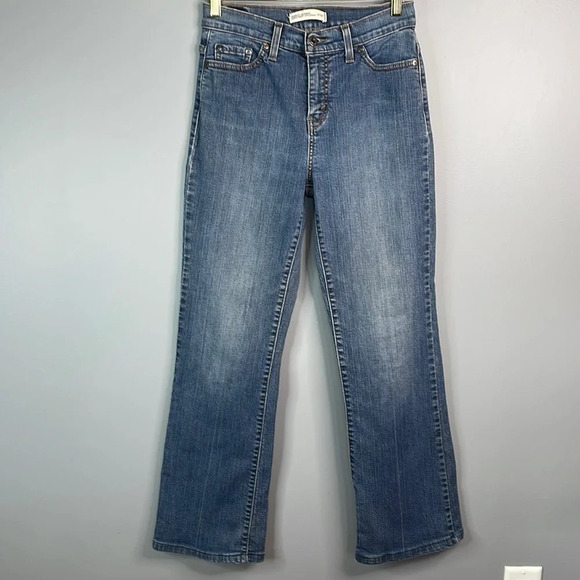 LEVIS 512 Perfectly Slimming Button Flap Bootcut Jeans Blue Light-wash Size 8 - Picture 12 of 12